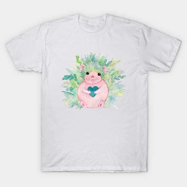 Leafy Hedgehog T-Shirt by FairytaleFoxDesigns